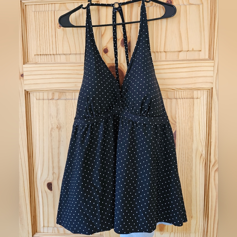 Torrid Black and White Polka Dot Swim Top